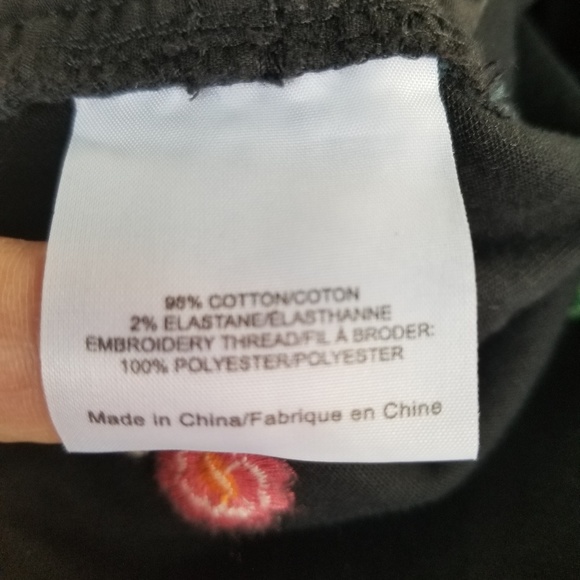 Tory Burch black floral jeans size 24 - Picture 5 of 8